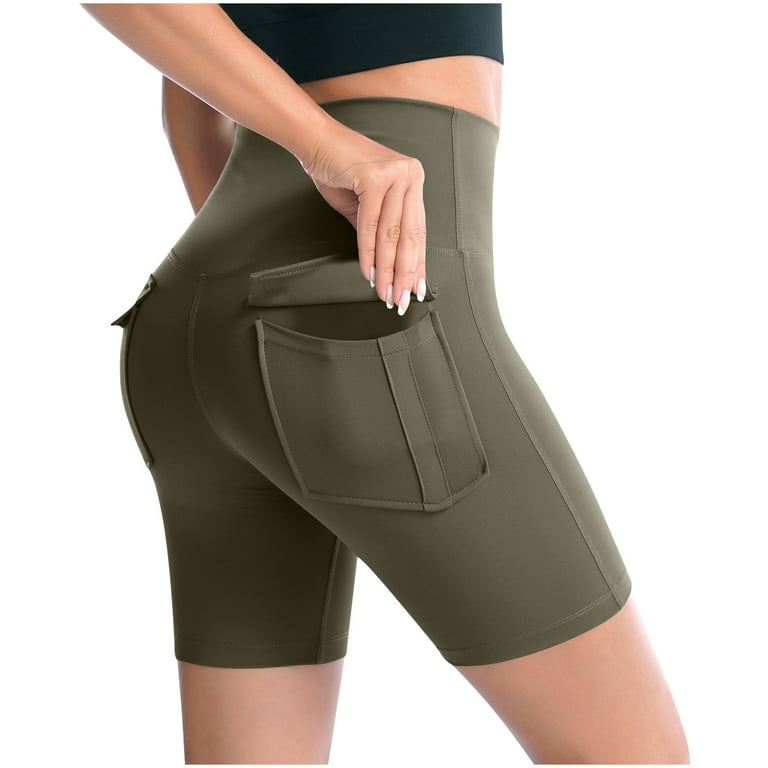 Green Yoga Booty Shorts with Pockets