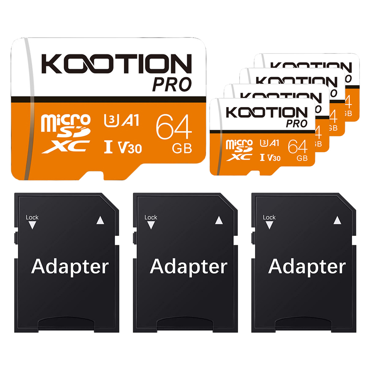 KOOTION 5 Pack 64 GB Micro SD Cards TF Card SDXC U3 Memory Cards High