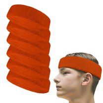Couver Standard Size Unisex Head Sweatband fit for most Kids & Adult for all purpose 6 Pieces Pack, Dark Orange