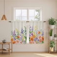 thumbnail image 2 of Pink Orange Flowers Kitchen Curtains 45 Inch Length, Spring Floral Farmhouse Botanical Rustic Tiers Curtains for Bathroom Bedroom Cafe, Light Filtering Window Treatment Drapes 2 Panels 42"Wx45"L, 2 of 8