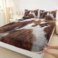 thumbnail image 3 of Homewish Retro Rustic Cowhide Twin Sheet Sets,Western Cowboy Twin Fitted Sheet,Brown Cattle Hide Flat Sheet For Men Women,Luxury Bedroom Decor,3-Piece, 3 of 7