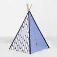 thumbnail image 4 of Bacati - Elephants Teepee Tent for Kids/Toddlers, 100% Cotton Breathable Percale Fabric Cover, Blue/Grey, 4 of 25