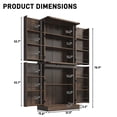 thumbnail image 3 of ChVans Farmhouse 71" Tall Kitchen Pantry with 12 Hanging Shelves, 4 Barn Doors Pantry Storage Cabinet with Load-Bearing Steel Pipe and Adjustable Shelves for Kitchen, Dining Room, Living Room, Brown, 3 of 9