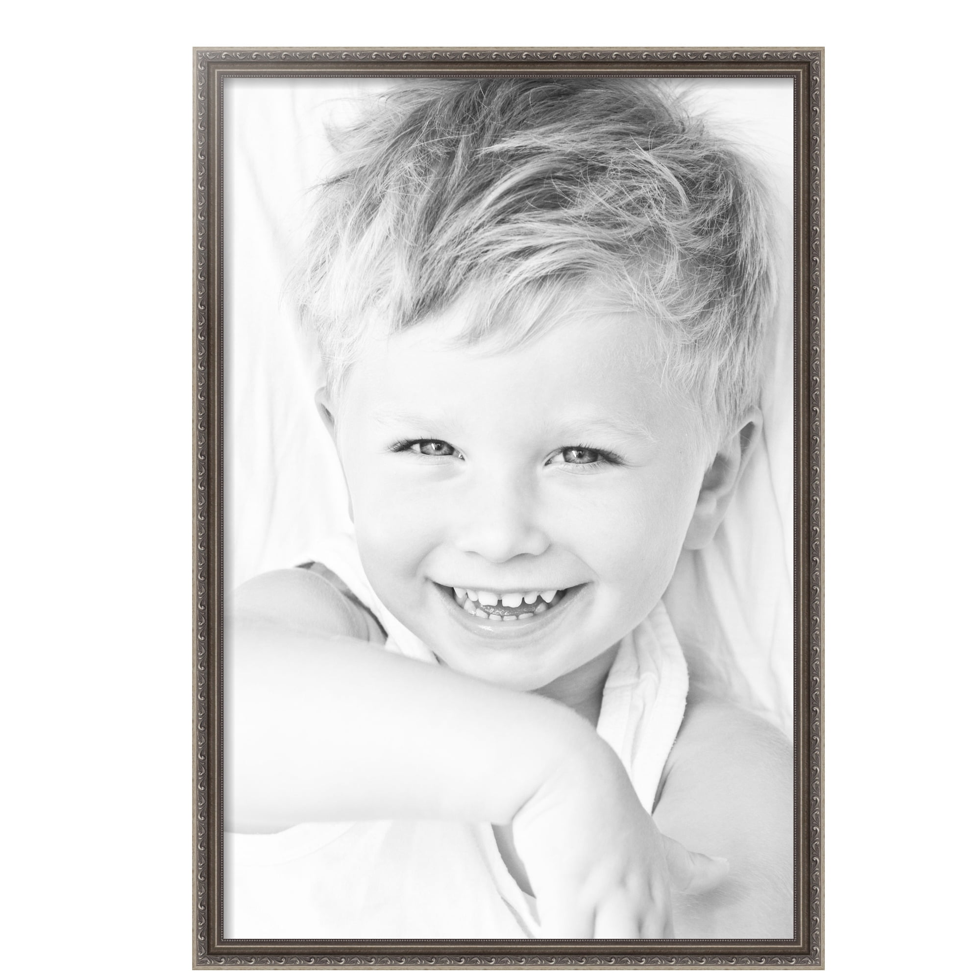 ArtToFrames 24" x 36" Antique Silver Picture Frame, 24x36 inch Silver Wood Poster Frame (WOM-4562), 1 Pack