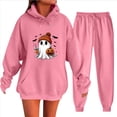 thumbnail image 2 of WTOBBY Women's Halloween Themed Pullover Hoodie and Jogger Pants Set, Cozy Casual Graphic Print Two Piece Lounge Wear for Women,Pink 2XL, 2 of 5