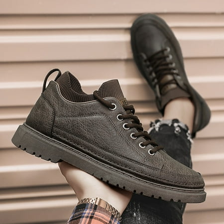 

Cathalem Mens Casual Shoes Size 14 2022 New Men s Fashion Trend Car Stitching Round Toe Mens Leather Shoes Casual Hand Sewn BW1 9
