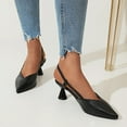 thumbnail image 4 of Clearance JeashCHAT Women's Heeled Sandals Pointed Toe Buckle Ankle Strap Pumps Slingback Heels for Wedding Party Work, 4 of 7