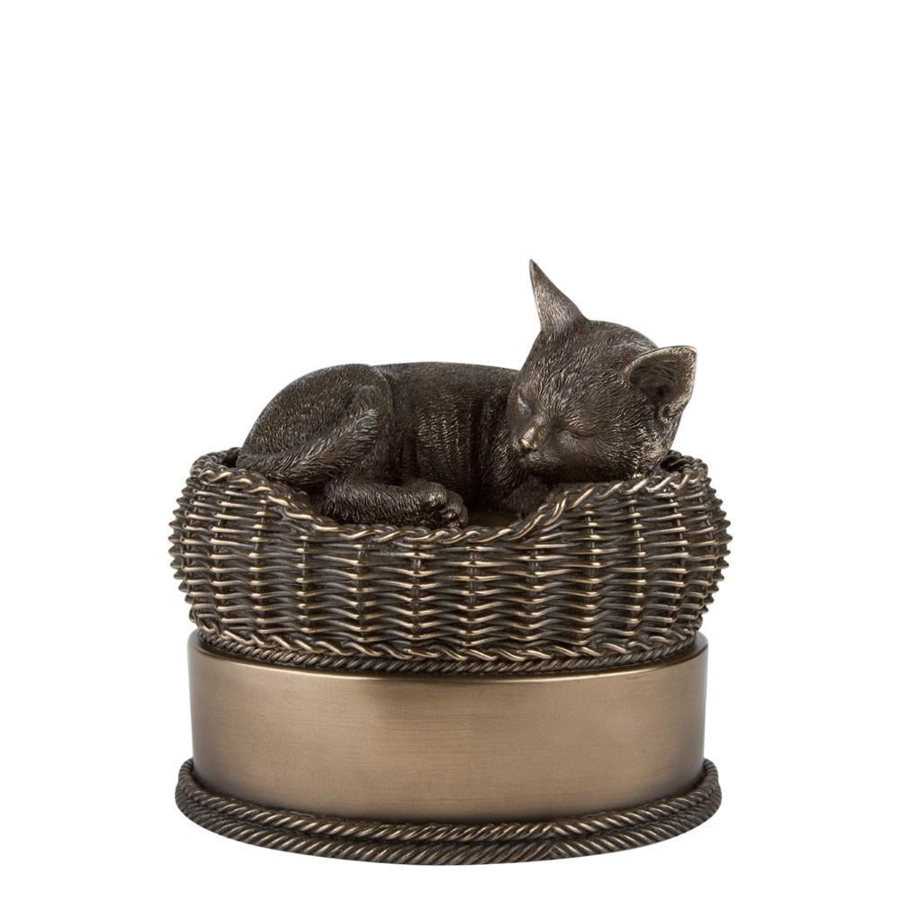Perfect Memorials Bronze Cat in Basket Cremation Urn