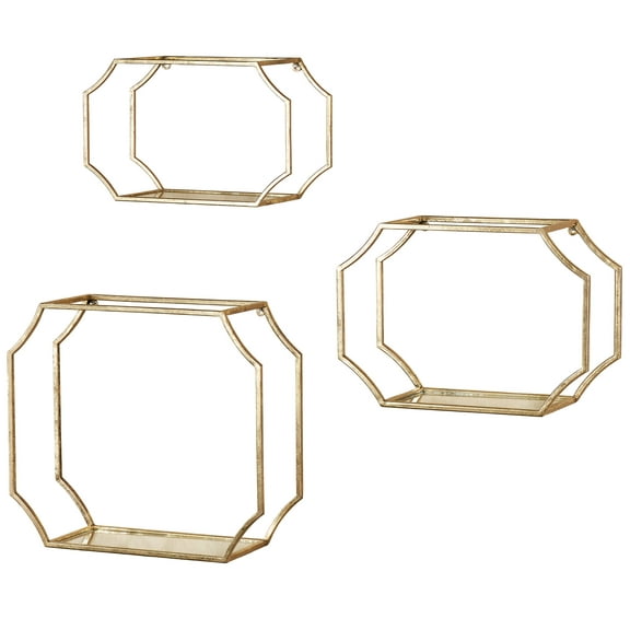 Laurent Openwork Wall Shelves Gold Set of 3 Three