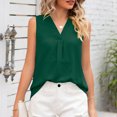 thumbnail image 4 of Top sin mangas para mujer, cuello en V, Color puro, estilo suelto, camiseta sin mangas de verano a la moda transpirable, 4 of 7