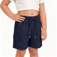 thumbnail image 6 of BXJX Boy's Cargo Shorts, Elastic Waist Relaxed Fit Multiple Pockets Knee Length Summer Shorts Navy Size 4-5 T, 6 of 8