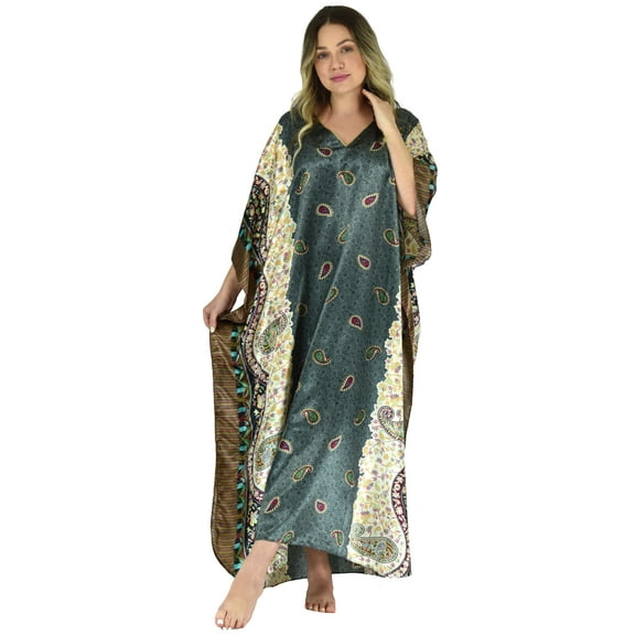 Up2date Fashion's Women's Caftan / Kaftan, Paisley Print with Border. Style Caf-04
