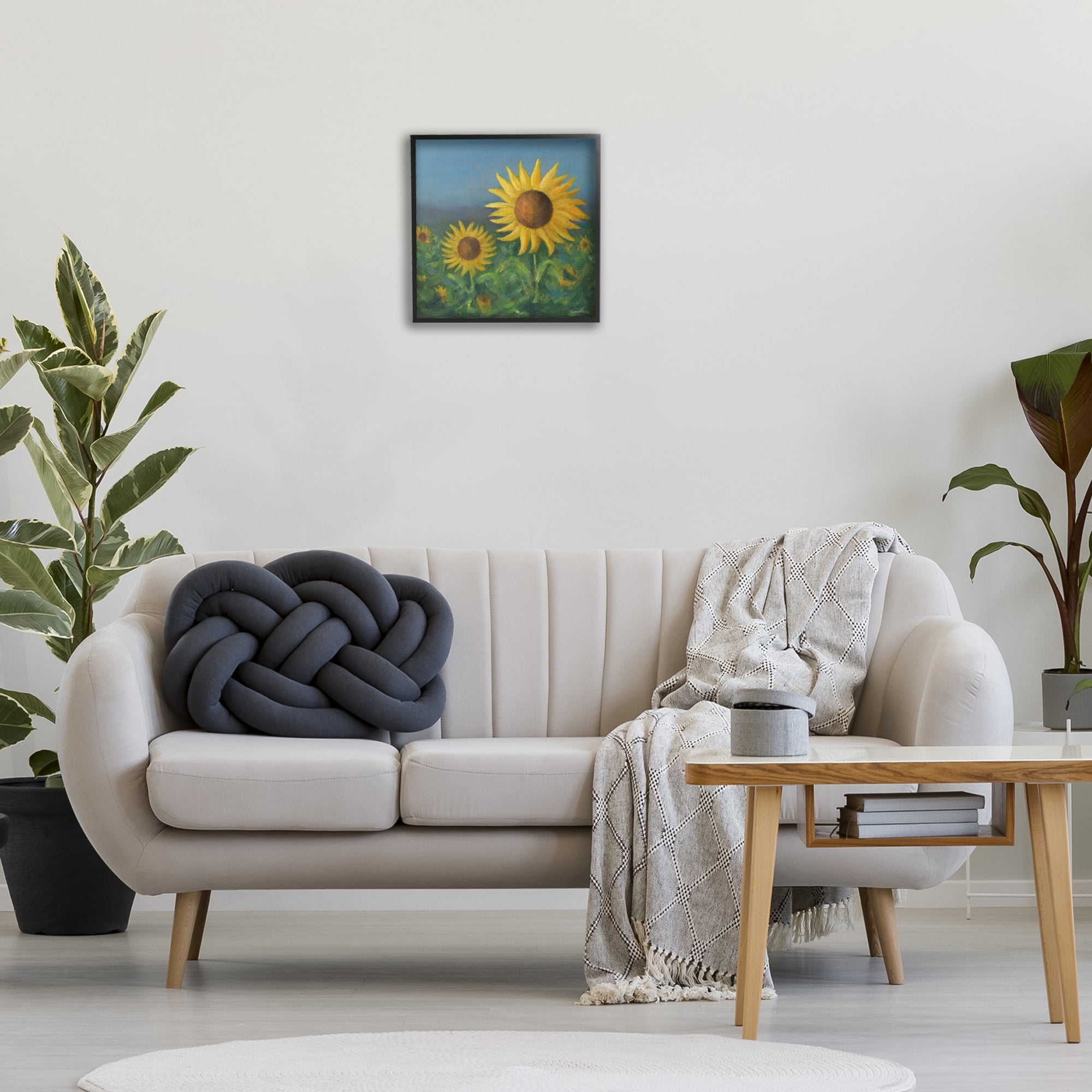 Stupell Industries Blooming Sunflower Meadow Botanical & Floral Painting Black Framed Art Print Wall Art, 17 x 17
