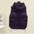thumbnail image 5 of Idoravan Quilted Vests for Women Women Pocket Vest Coat Short Jacket Winter Sleeveless Hooded Zipper Solid Outerwear Black S, 5 of 6