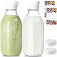 thumbnail image 1 of SSX-KJ 2 Pcs Botellas de vidrio para jugo con tapa,32 oz Botellas de Vidrio Transparente,Jarras de Leche Reutilizables,Aptas para Lavavajillas para Jugos,Almacenamiento de Leche Materna,Jarras de Agua, 1 of 7