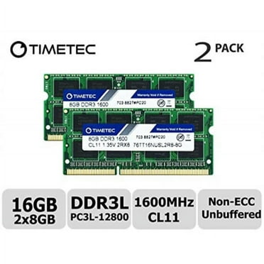 Timetec 16GB KIT(2x8GB) DDR3L/DDR3 1600MHz(DDR3L-1600) PC3L-12800 Non-ECC Unbuffered 1.35V/1.5V CL11 2Rx8 Dual Rank 204 Pin SODIMM Laptop Notebook RAM