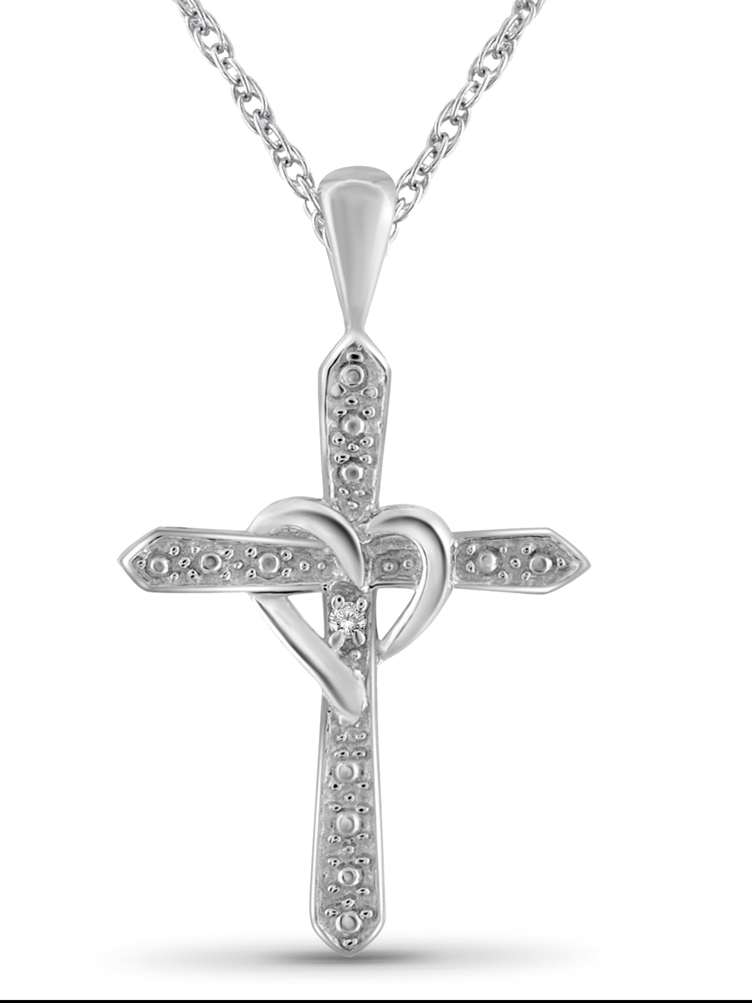 1/2 Carat Simulated Round Diamond Accent Cross Pendant W/18 Chain For Womens In 925 Sterling Silver 