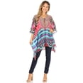thumbnail image 5 of Sakkas Aymee Women's Caftan Poncho Cover up V neck Top Lace up With Rhinestone - UM232-Multi - One Size Regular, 5 of 5