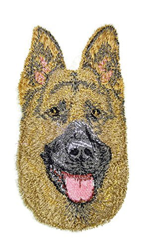 Dog Face Iron on Applique German Shepherd Dog Patch