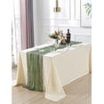 thumbnail image 3 of Ksopiavobs 2 Pack Cheesecloth Table Runner 35 x 118 Inches Gauze Table Runner 10Ft Boho Rustic Decorations for Wedding Decor Reception Bridal Shower Holiday Party, Sage Green, 3 of 7