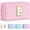 Pink, variant on Initial Makeup Bag, Birthday Gifts for 4 - 12 Year Old Teen Girls, Personalized Preppy Cosmetic Bags Toiletry Bag (Pink a)
