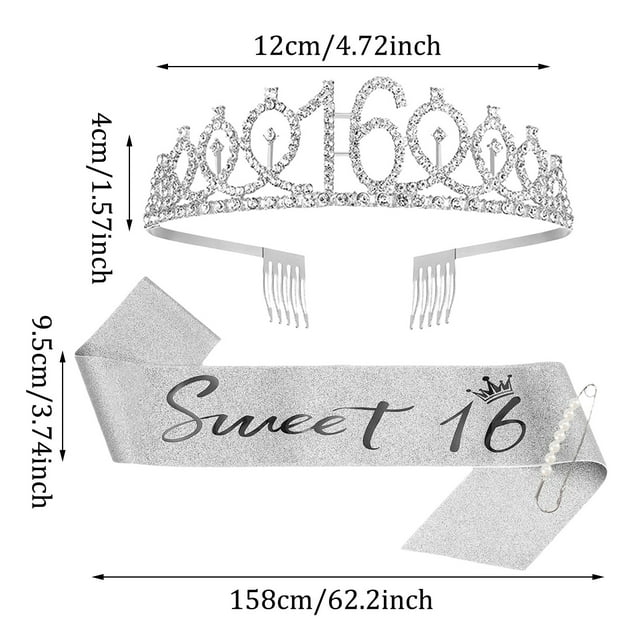 JJKBVCLO 16th Birthday Crown For Birthday Girls Teen Girls Birthday Sash & Set 13 Years Old Birthday Gifts For Teen Girls Rose Gold Crown And Sash 13th Birthday Decorations For Girls 13 P
