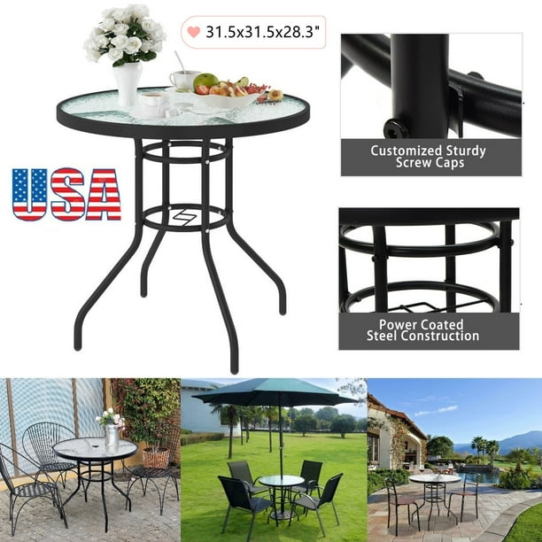 Goorabbit Outdoor Glass Table 32" Round Outdoor Dining Table Outdoor