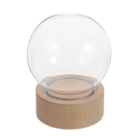 DIY Music Box Snow Globe Kit 1 Set Clear Glass Dome Wooden Base for Crafts and Decorations