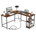 thumbnail image 1 of Gymax L Shaped Corner Computer Desk 54.5'' Office Workstation w/ 2 Outlets & USB Ports, 1 of 10