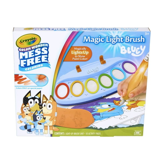 Crayola Color Wonder Bluey Magic Light Brush, Mess Free Kids Painting Set, Toddler Activities, Educational Toys, Holiday & Christmas Gifts for Ages 3 & Up