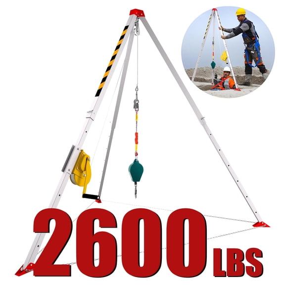 Confined Space Tripod, Confined Space Rescue Tripod, Confined Space Tripod Kit - 2600lbs Capacity, Bracket Shelf, for Manhole/Well Access