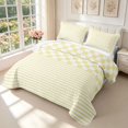 thumbnail image 3 of Manfei Minimalist Check Quilt King,Classic Checkered King Coverlet Set,Yellow White,3pcs,1 Bedspread and 2 Pillowcases, 3 of 7