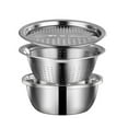 thumbnail image 4 of CHENGSI for 3-in-1 Stainless Steel Mixing Bowls Set with Grater, Whisking Basin, Salad Drain Basket, Food Prep Containers for Kitchen, 26x26x10cm, Silver 2pcs Set, 4 of 6