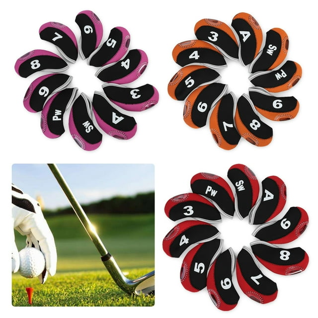 Greensen 10pcs Waterproof Golf Club Iron Head Covers Putter Set Protector Case Golf Accessory,Golf Head Covers, Golf Driver Head Cover
