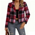 thumbnail image 5 of Roncen Womens Plaid Cropped Shacket Button Down Flannel Shirts Pockets Long Sleeve Light Jacket Spring Winter Fashion Coats, 5 of 6