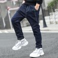 thumbnail image 4 of GDREDA Pantalons pour Enfants Garçons Coupe Droite Régulière Jeans Décontractés Pantalons en Denim Extensible, 4 of 7