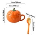 thumbnail image 2 of Halloween Pumpkin Mug with Lid and Spoon Ceramic Coffee Cup Cute Tea Cup with Handle Fall Autumn Decorations for Festival Gifts Candy Bowl Soup Bowl Orange Halloween Party Supplies, 2 of 8