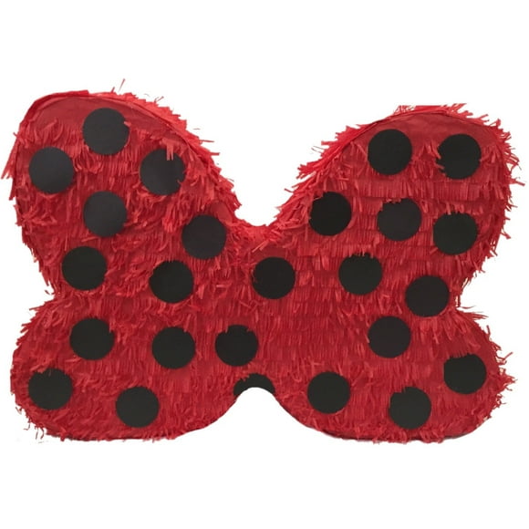 Grand Nœud Rouge avec Pois Noirs Pinata