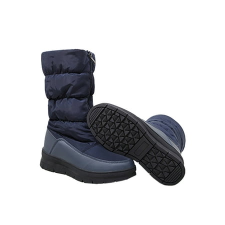 

Ymiytan Womens Snow Boots Waterproof Warm Booties Plush Lining Winter Boot Outdoor Mid Calf Bootie Slip Resistant Zip Up Comfort Shoes Blue 5.5