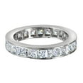 thumbnail image 2 of Princess Cut Channel Set Clear Cubic Zirconia Eternity Ring Rhodium Plated Sterling Silver Size 5, 2 of 4