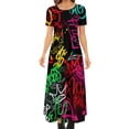 thumbnail image 2 of Robe Graffiti Inspirée, Imprimé Lettres Colorées, Robe Maxi Rétro, Mode de Rue Bohème, Robes Longues pour Femmes, Manches Courtes, Vestidos, 2 of 5