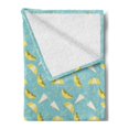 thumbnail image 2 of Rain Soft Flannel Fleece Throw Blanket, Graphical Rainy Season Scene of Raindrops and Scattered Umbrellas, Cozy Plush for Indoor and Outdoor Use, 70" x 90", Seafoam Khaki, by Ambesonne, 2 of 5
