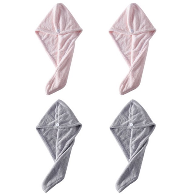 fábrica coralina simple del casquillo del pelo de la toalla del pelo seco absorbente del agua de secado rápido de 4 pedazos