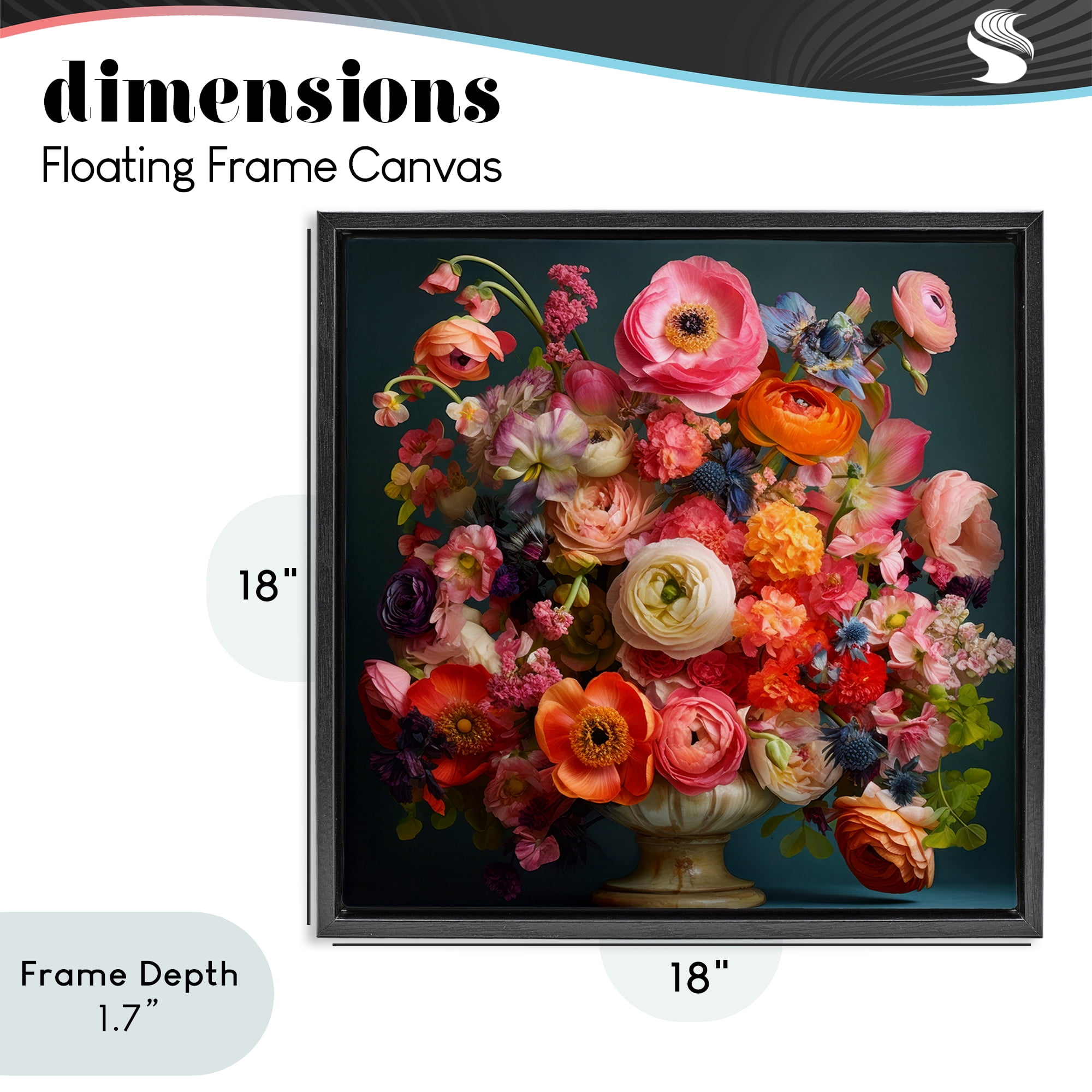 Stupell Industries Harmonious Mixed Peonies Black Framed Floater Canvas Wall Art, design by Lazar Studio