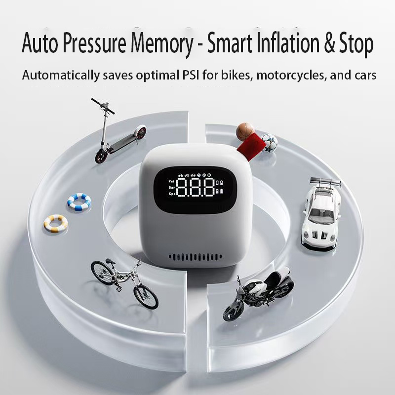 Aigo Mini Air Compressor: 5-Mode Smart Tire Inflator for Car/Bike/Motorcycle - Military-Grade Battery, Auto PSI Memory, Dual Valve