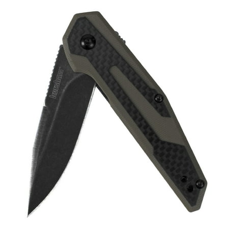 - Kershaw Tan Fraxion Folding Pocketknife (1160TANBW); 8Cr13MoV Steel Clip-Point Blade; G10 Handle with Carbon Fiber Overlay; KVT Manual Open; Inset Liner Lock; Reversible Deep Carry Pocketclip; 1.9 oz
