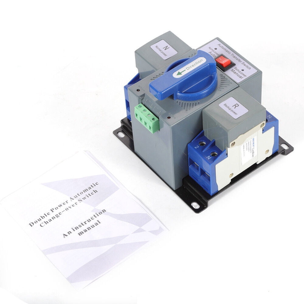 Miumaeov 2P 63A 110V Dual Power Automatic Transfer Switch Dual Power Generator Changeover Switch 50HZ/60HZ
