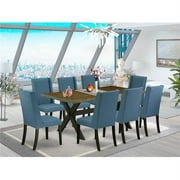 9 Piece X-Style Awesome Dining Table Set - Wire Brushed Black
