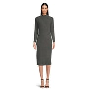 Time and Tru Women's Rib Knit Dress with Long Sleeves