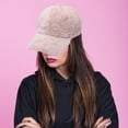 thumbnail image 5 of Gorra de béisbol de invierno para mujer, gorra de béisbol cálida de color sólido de lana de cordero para viajes al aire libre, 5 of 5